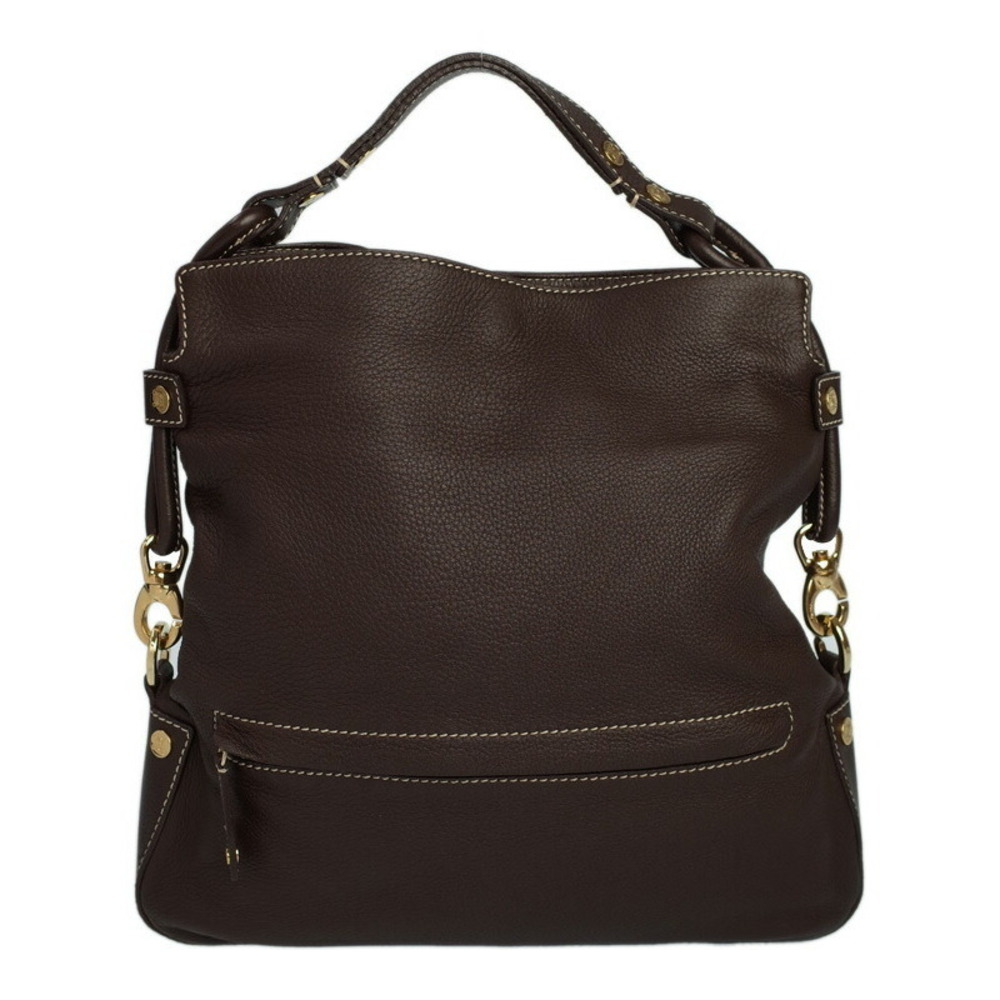 Celine Hobo Leather Shoulder Bag Brown